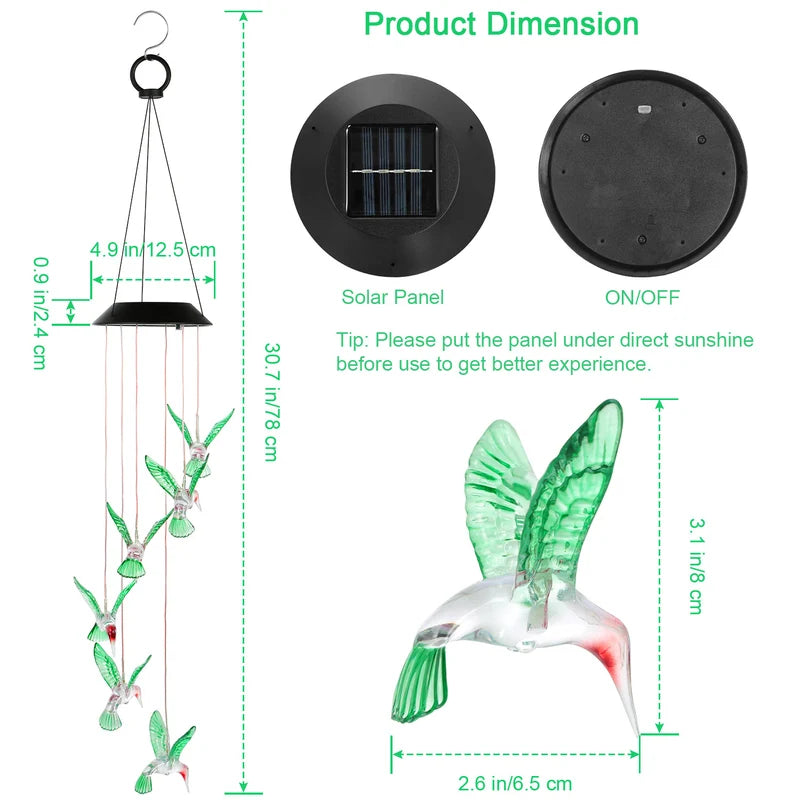 Solar Hummingbird Wind Chime Lights