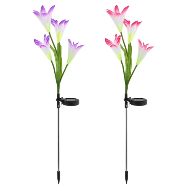 2Pcs Solar Garden Lily Flower Lights