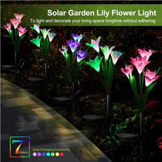 2Pcs Solar Garden Lily Flower Lights