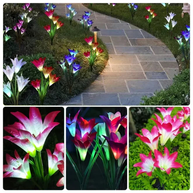 2Pcs Solar Garden Lily Flower Lights